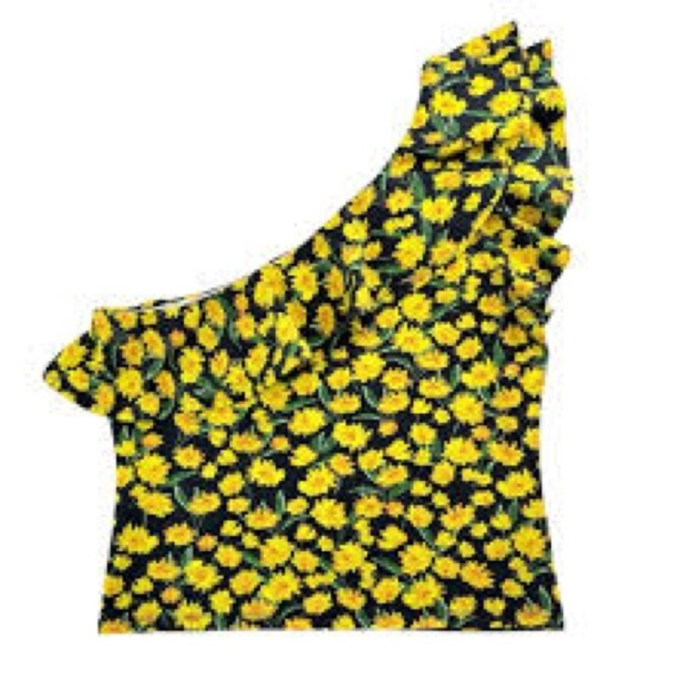 Maeve Anthropologie One-Shoulder Floral Ruffled Tank Top - Picture 2 of 5